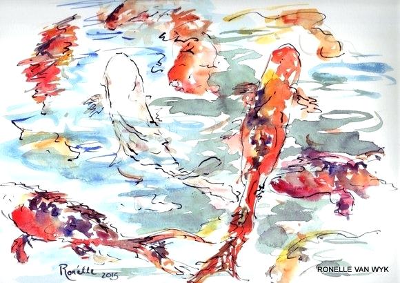 580x410 Koi Fish Watercolor Van In Drawing Leestudio
