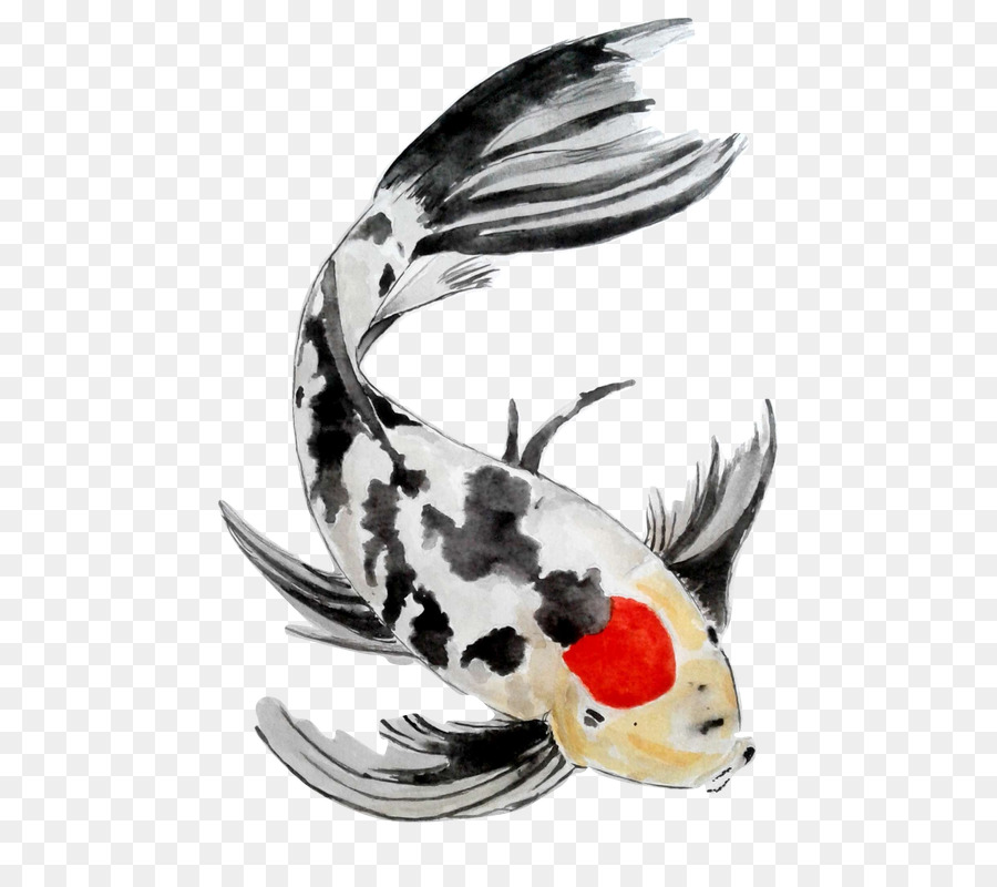 900x800 Koi Watercolor Painting Fine Art