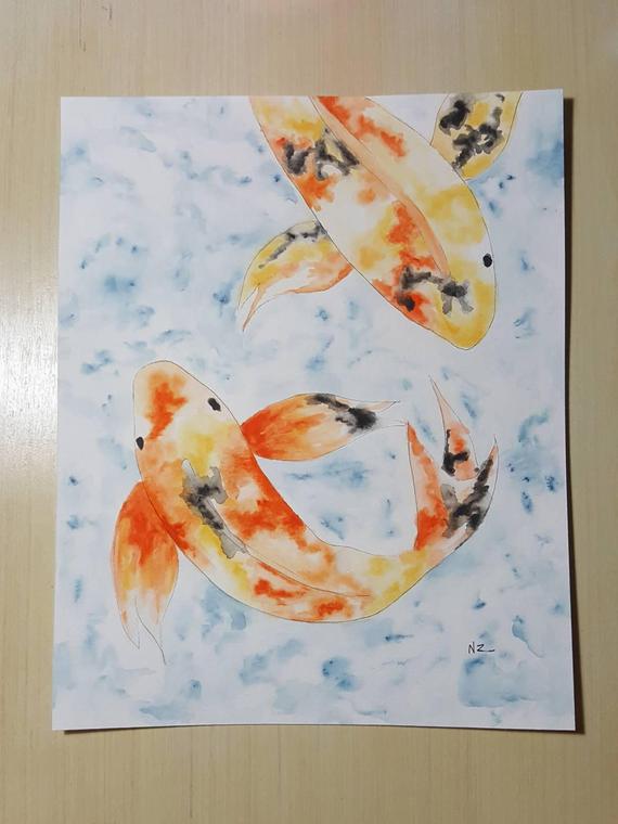 570x760 8x10 Koi Fish Watercolor Etsy