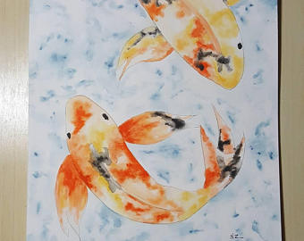 340x270 Watercolor Koi Fish Etsy
