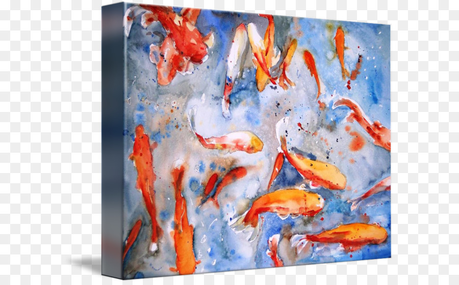 900x560 Butterfly Koi Watercolor Painting Art