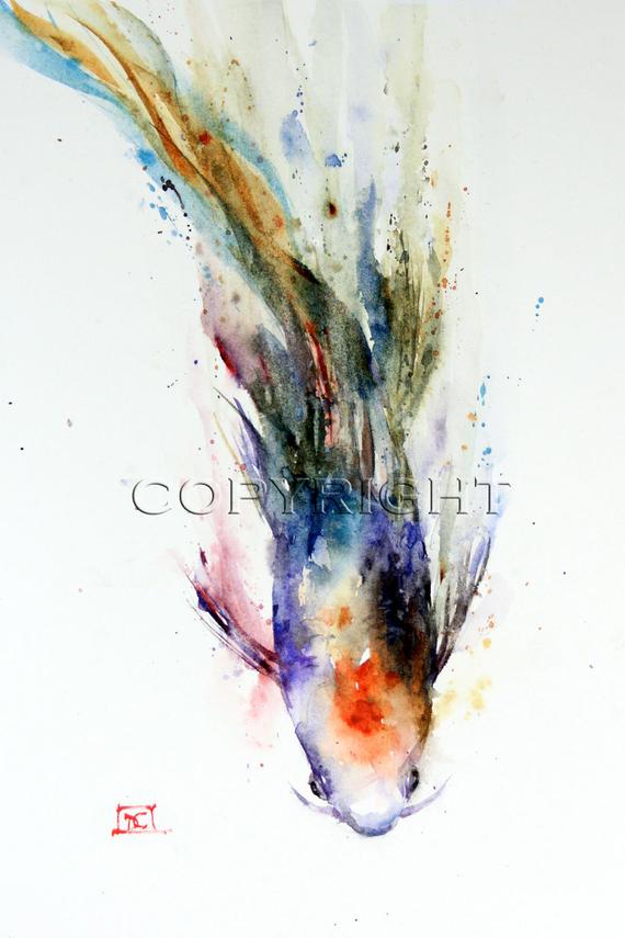 570x855 Koi Watercolor Print Fish Painting By Dean Crouser Etsy