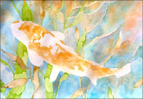 500x346 Koi Joy, Watercolor Fish Painting Lesson