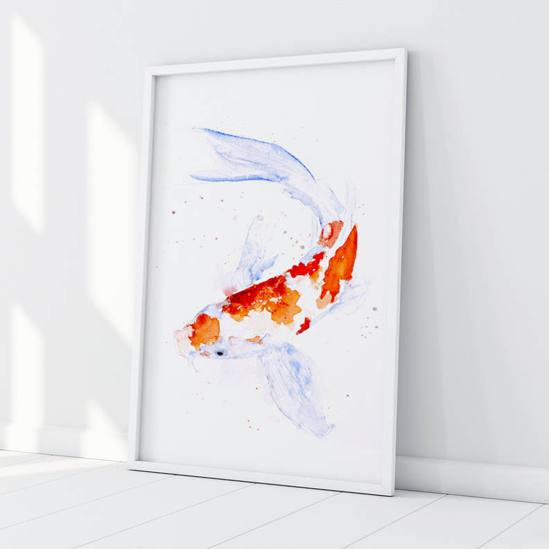 792x792 Koi Watercolor Painting Watercolour Hand Signed Dated Numbered And