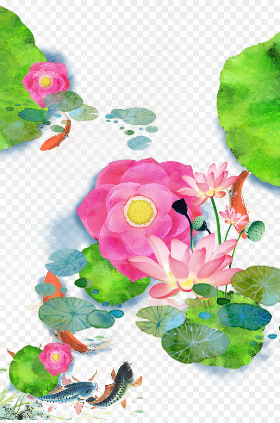 900x1360 Koi Watercolor Painting Download