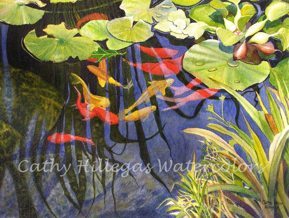 1000x753 Koi Fish Lily Pads Art Watercolor Painting Print 12x16 By Etsy