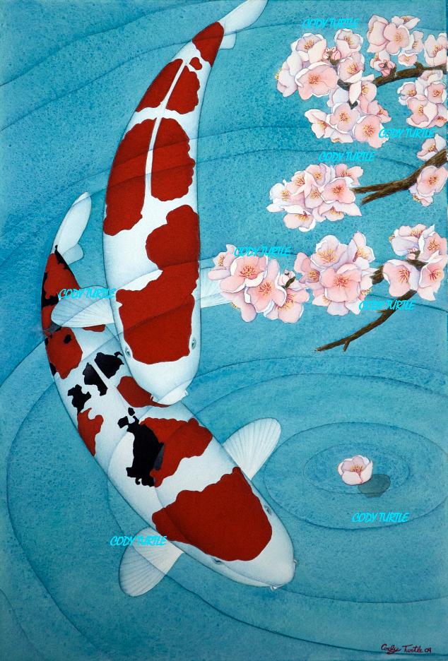 634x936 Koi Art, Koi Watercolor, Koi Painting, Cody Turtle,