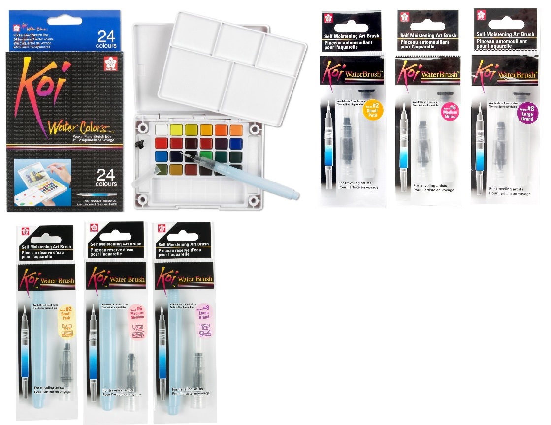 1119x864 Sakura Koi Watercolor Paint Brush Travel Field Set Or Water Tanks