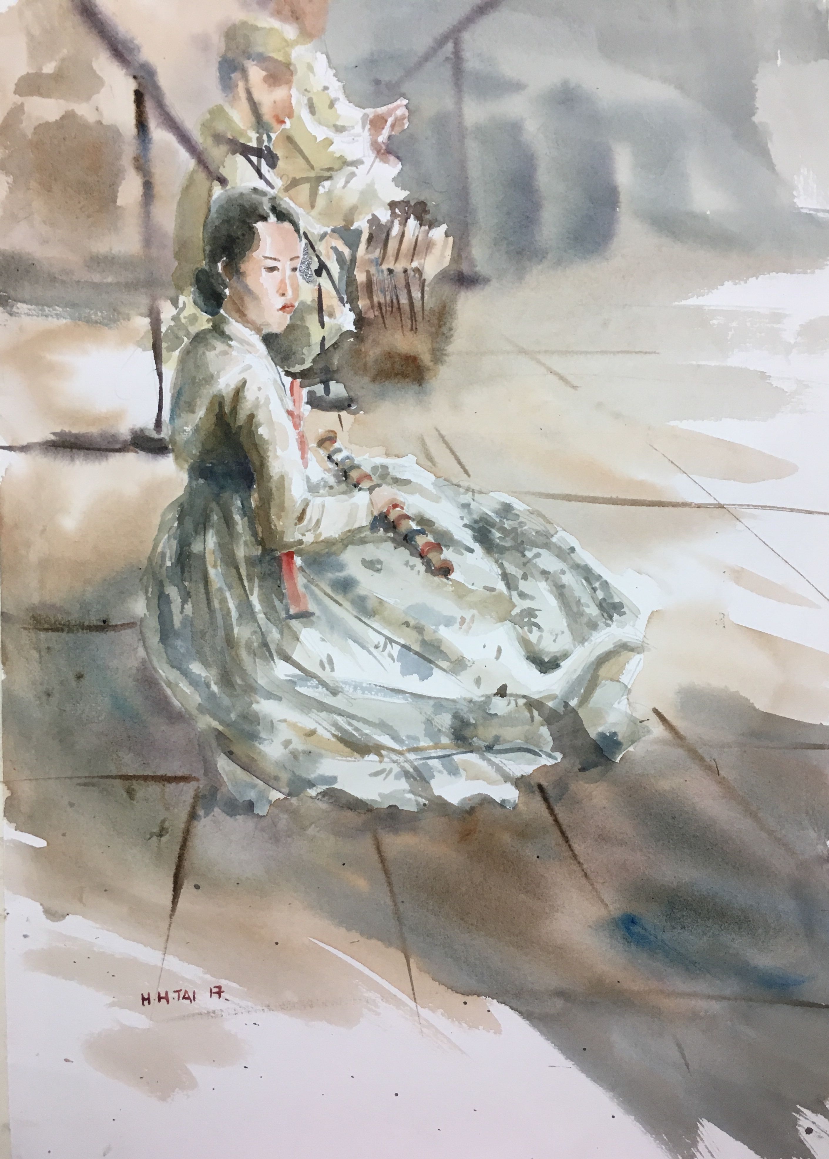 2822x3944 Korean Lady With Flute Watercolour By Brian Tai Art