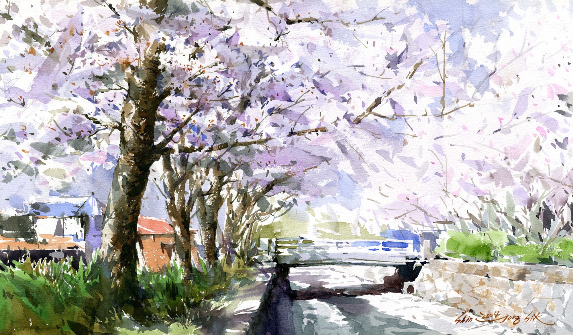 2000x1172 Spring Story Shin Jongsik(S.korea) Watercolor Koreia