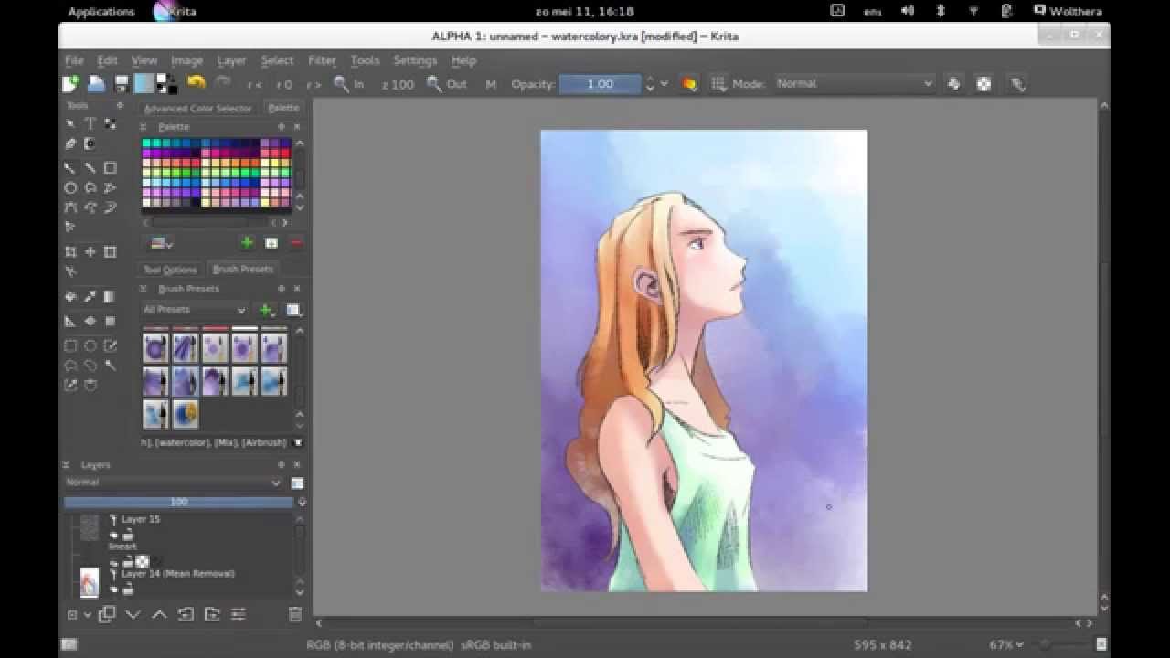 1280x720 Faux Water Color Timelapse In Krita