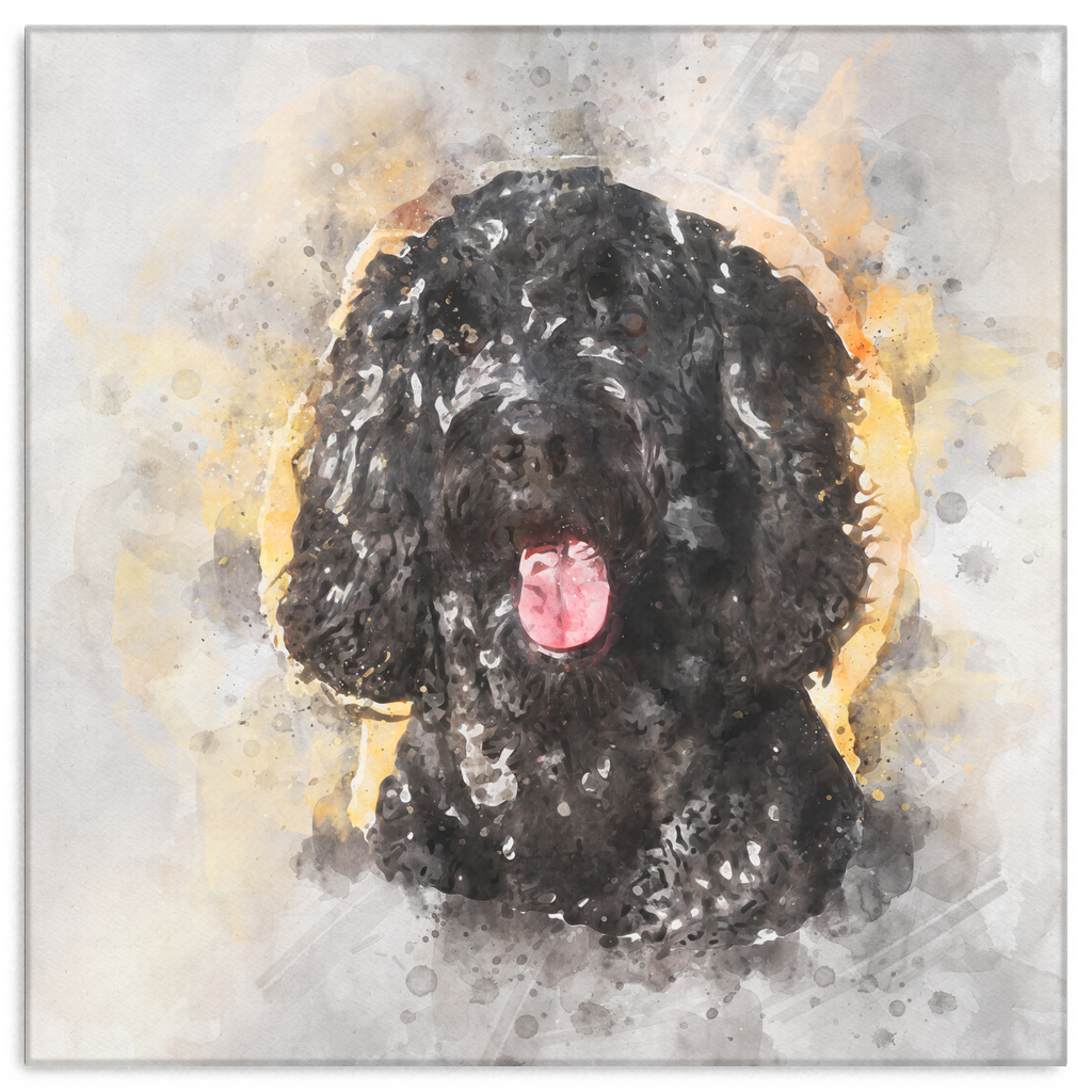 1024x1024 Black Labradoodle Goldendoodle Watercolor Wall Canvas Devoted To