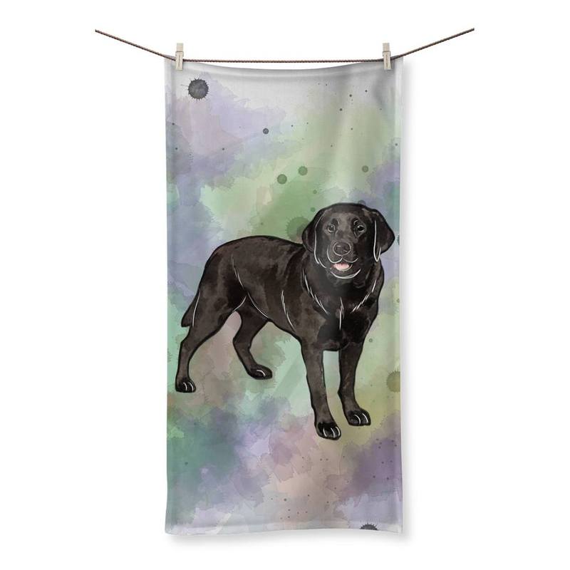 800x800 Watercolor Black Labrador Designs By Amitie Beach Towel