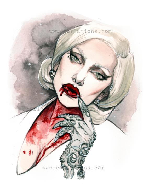 570x738 Lady Gaga American Horror Story Vampire Countess Watercolor Etsy