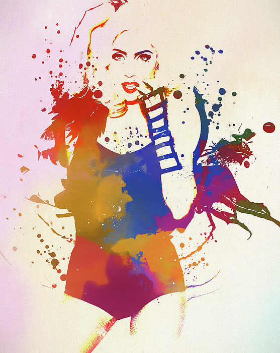 557x700 Lady Gaga Watercolor Splatter Round Beach Towel For Sale By Dan Sproul