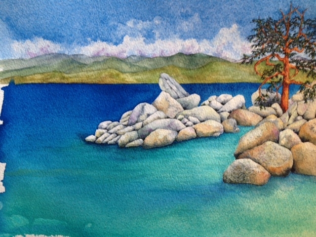 640x480 Watercolor Techniques Lake Tahoe In Watercolor
