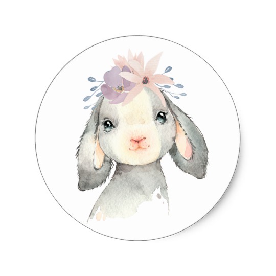 540x540 Cute Watercolor Baby Lamb With Flowers Classic Round Sticker
