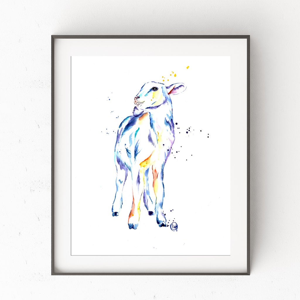1024x1024 Lamb Colorful Watercolor Painting