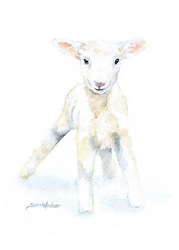 357x500 Lamb Watercolor Print Handmade