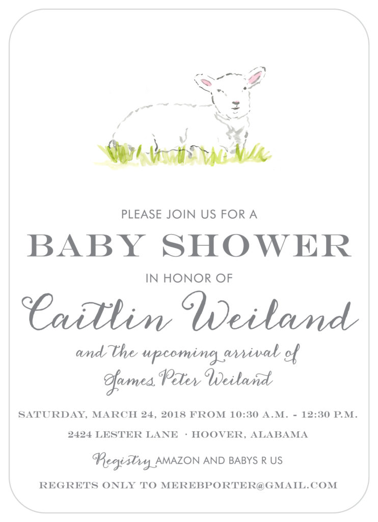 742x1024 Watercolor Lamb Baby Shower Invitation