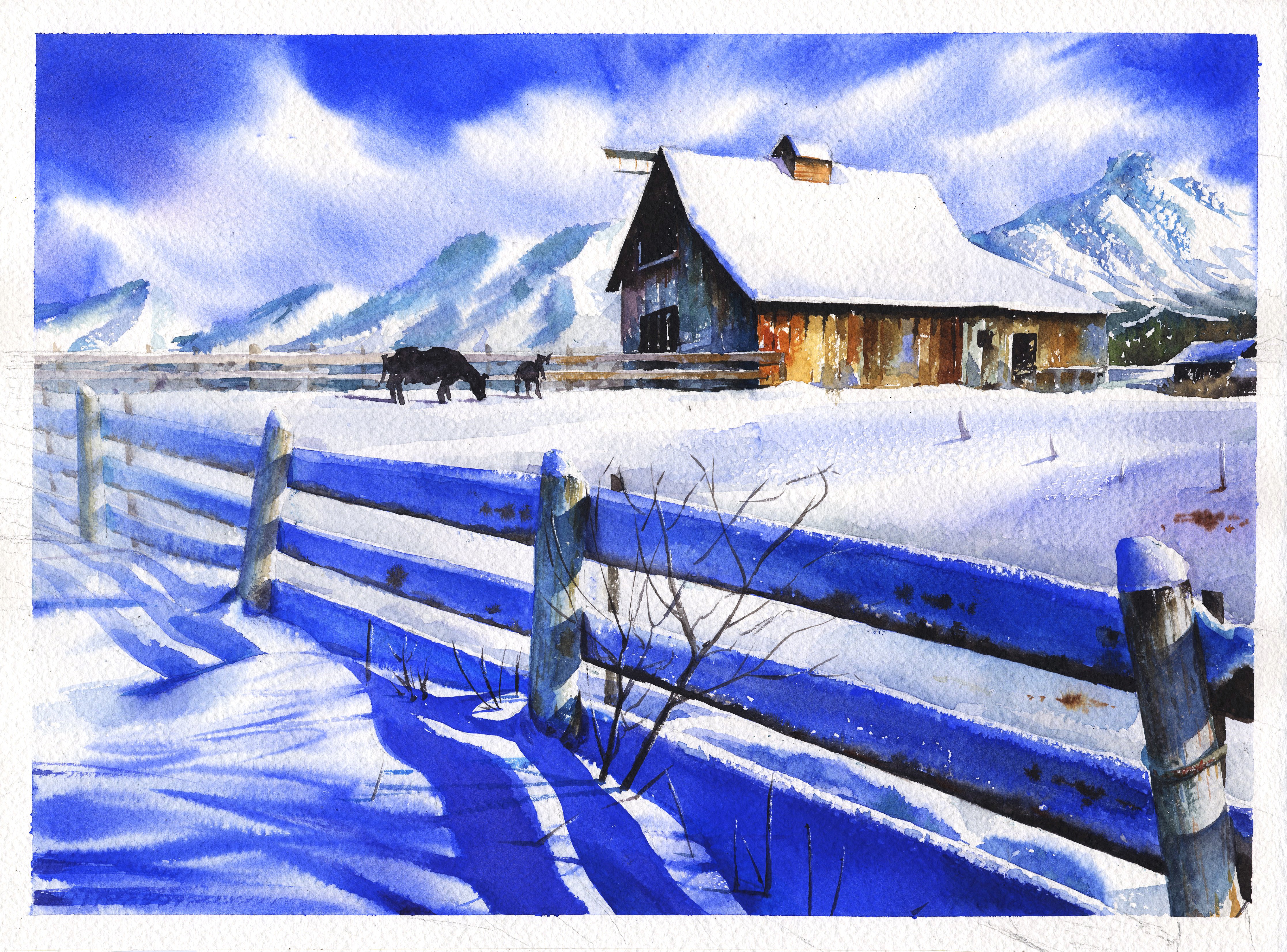 4467x3304 Free Images Snow, Wood, Blue, Painting, Figure, Sketch, Drawing