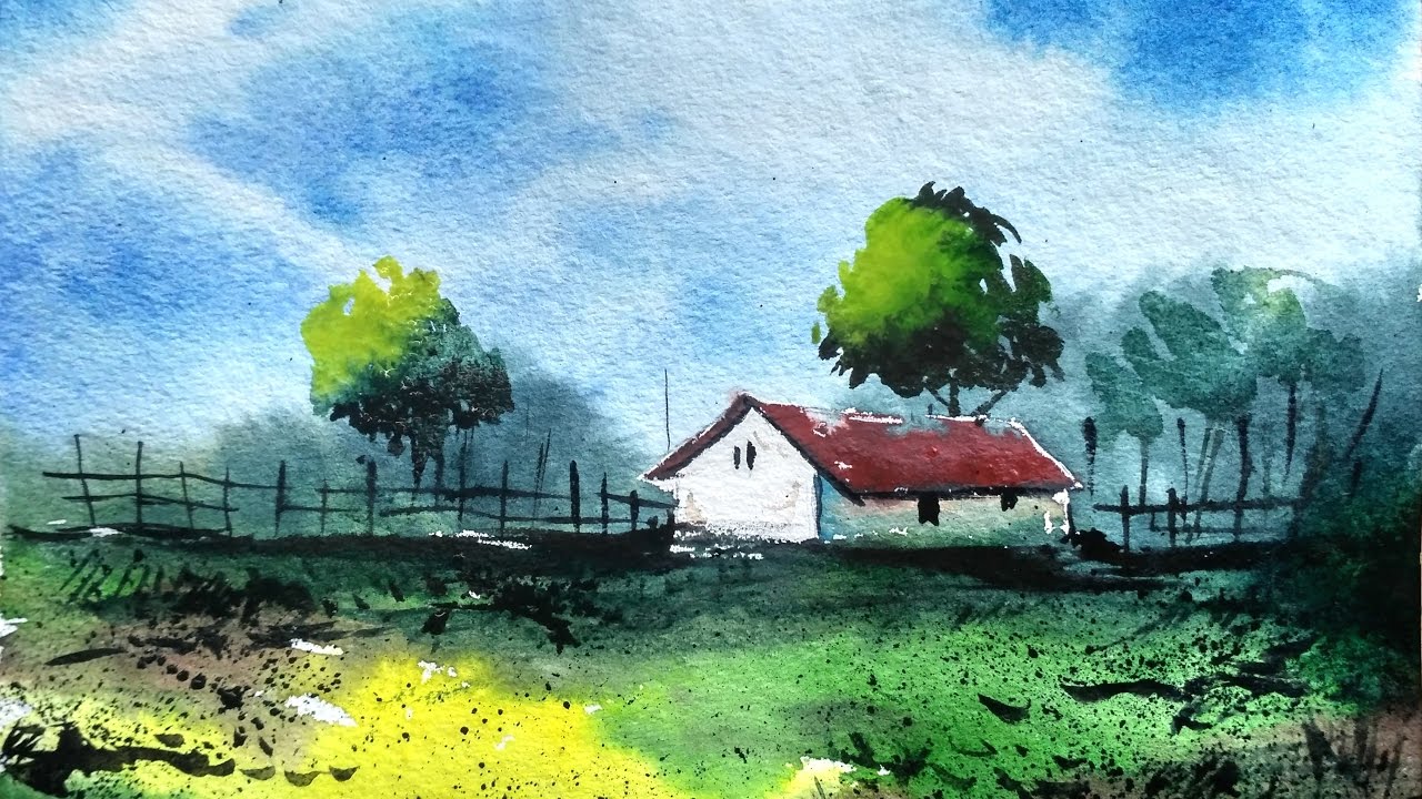 1280x720 How To Draw A Village Landscape With Watercolor Paint With David