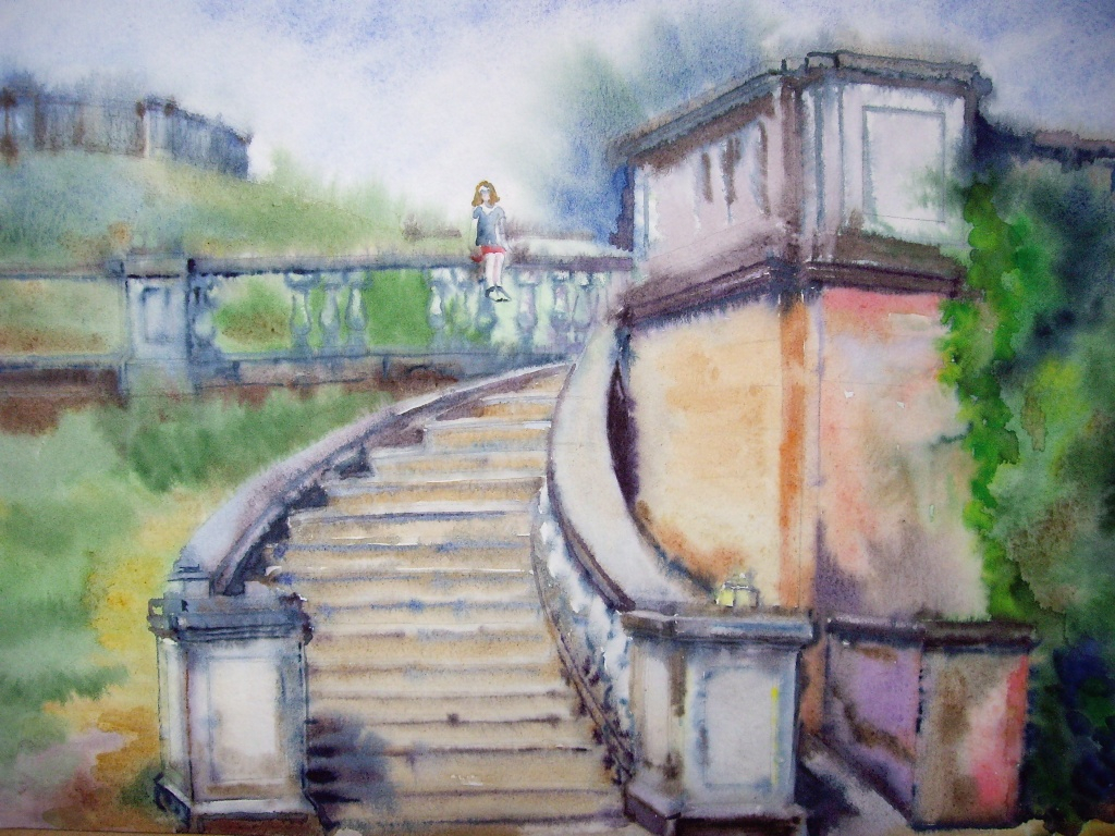 1024x768 Landscape Drawing With Watercolor