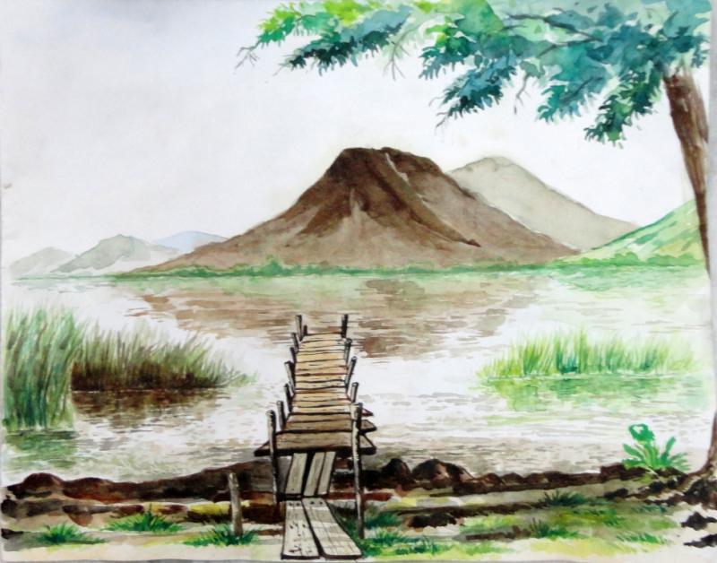 800x628 Landscape In Watercolour + Animals And Birds