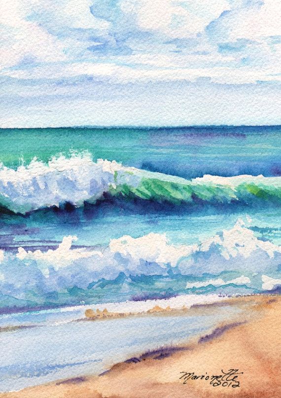 570x805 Drawn Sea Landscape Watercolor