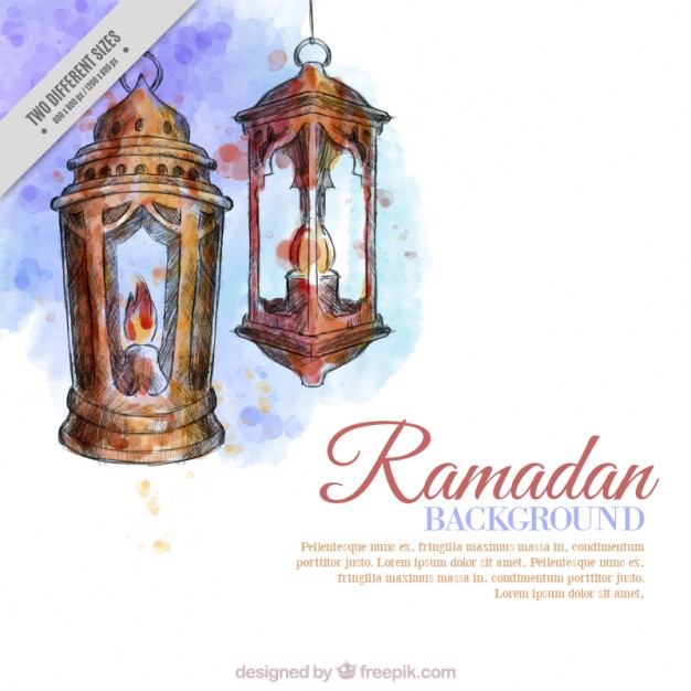 626x626 Watercolor Lanterns Ramadan Background Vector Free Download