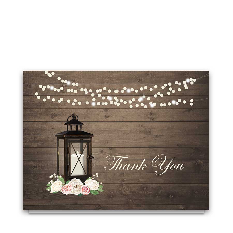 900x900 Wedding Thank You Cards Rustic Lantern Watercolor Peonies