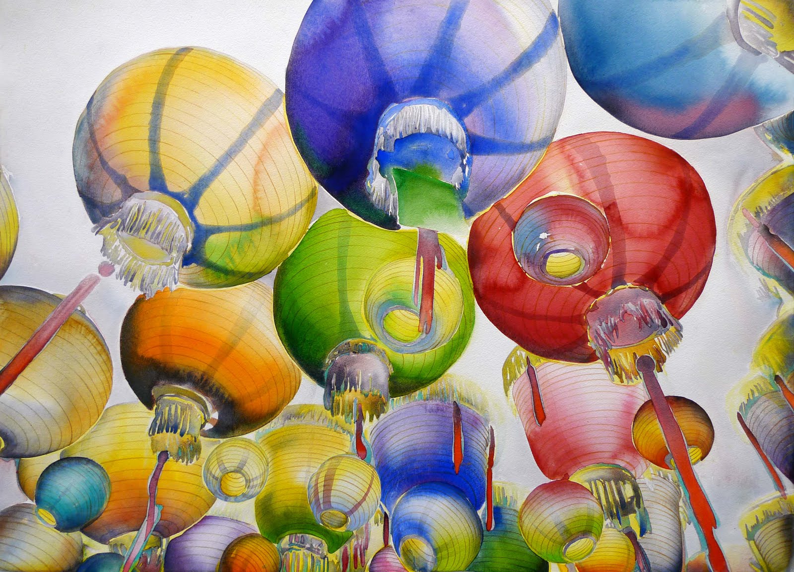 1600x1152 Paintings Chinese Lanterns! Watercolor Finally Finished