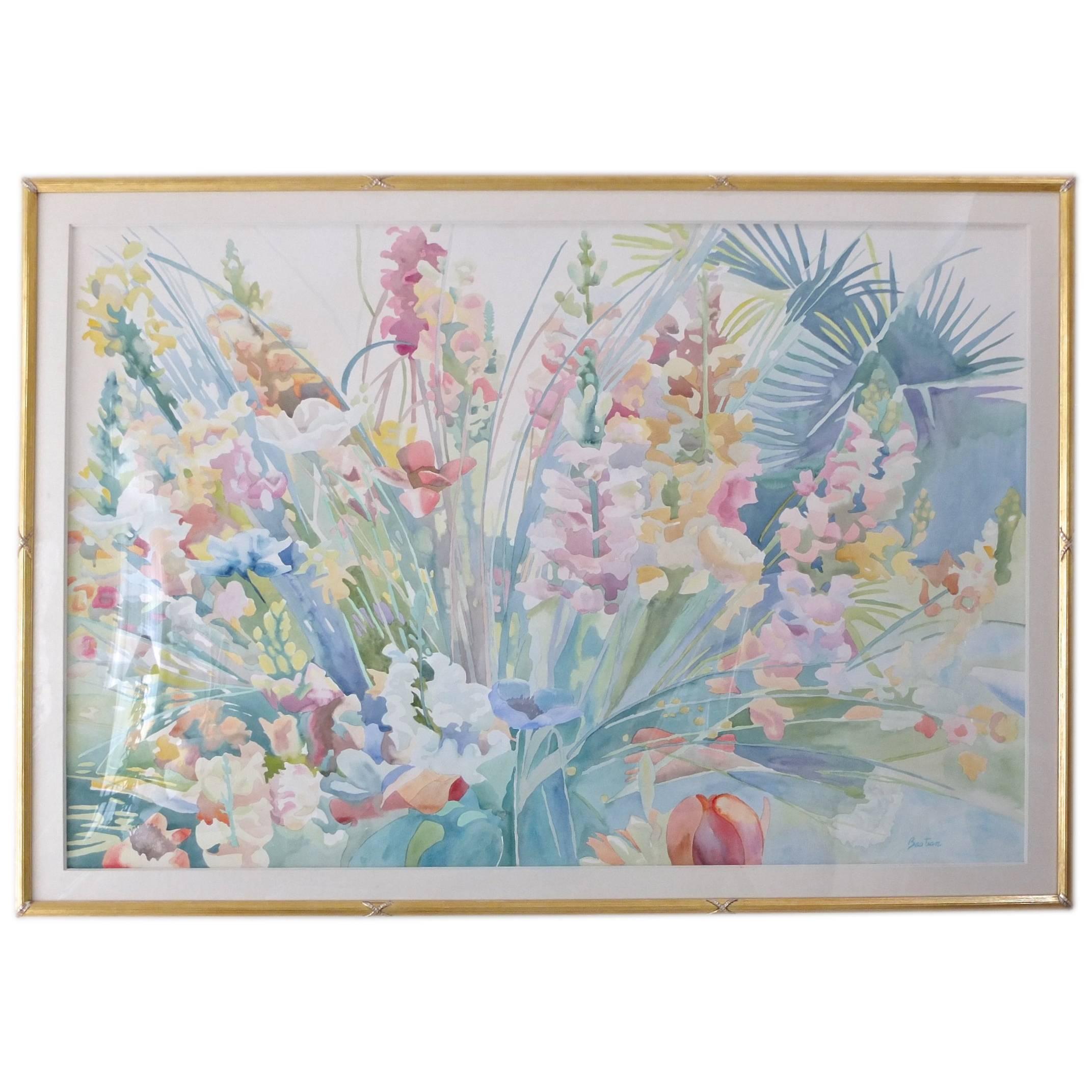 2143x2143 Large Scale Watercolor Spring Blossoms By Linda Bastian For Sale