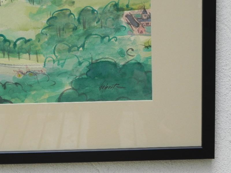 800x600 Central Park In Greens, Large Watercolor Wall Hanging, Signed