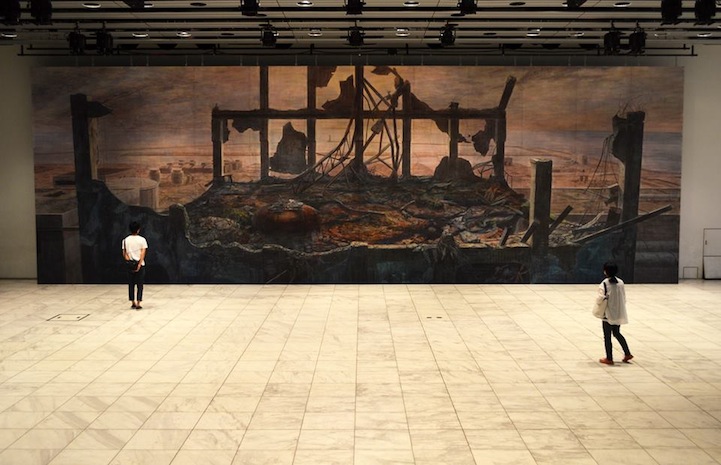 721x465 Japanese Artist Inspired By Tsunami Creates Large Scale Watercolor