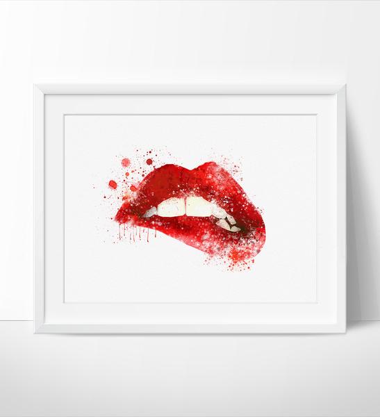 547x600 Lip Watercolor Art, Sexy Lip Art , Large Art Poster, Watercolor