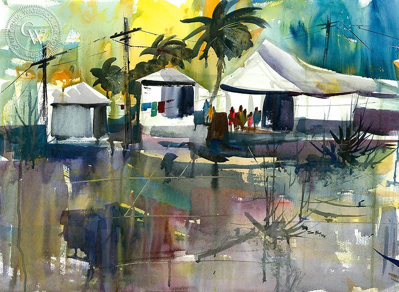 800x586 Laundry Day, A California Watercolor Painting By Tom Fong