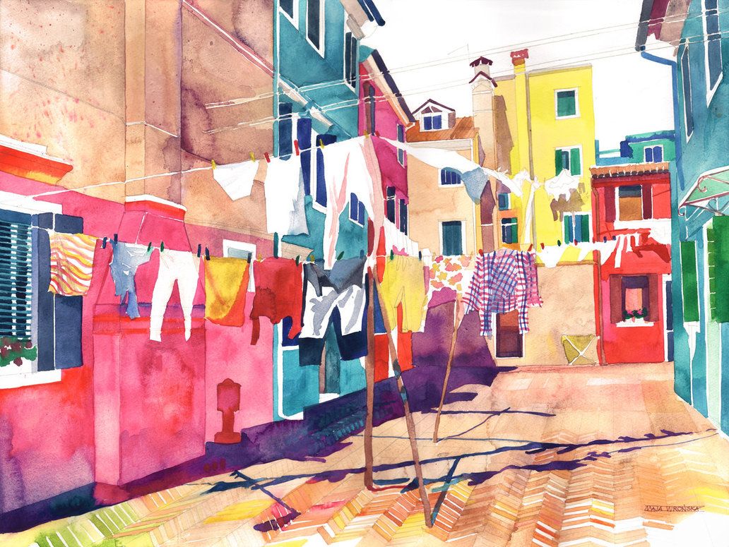 1032x775 Laundry In Venice By Takmaj Art And Illustration