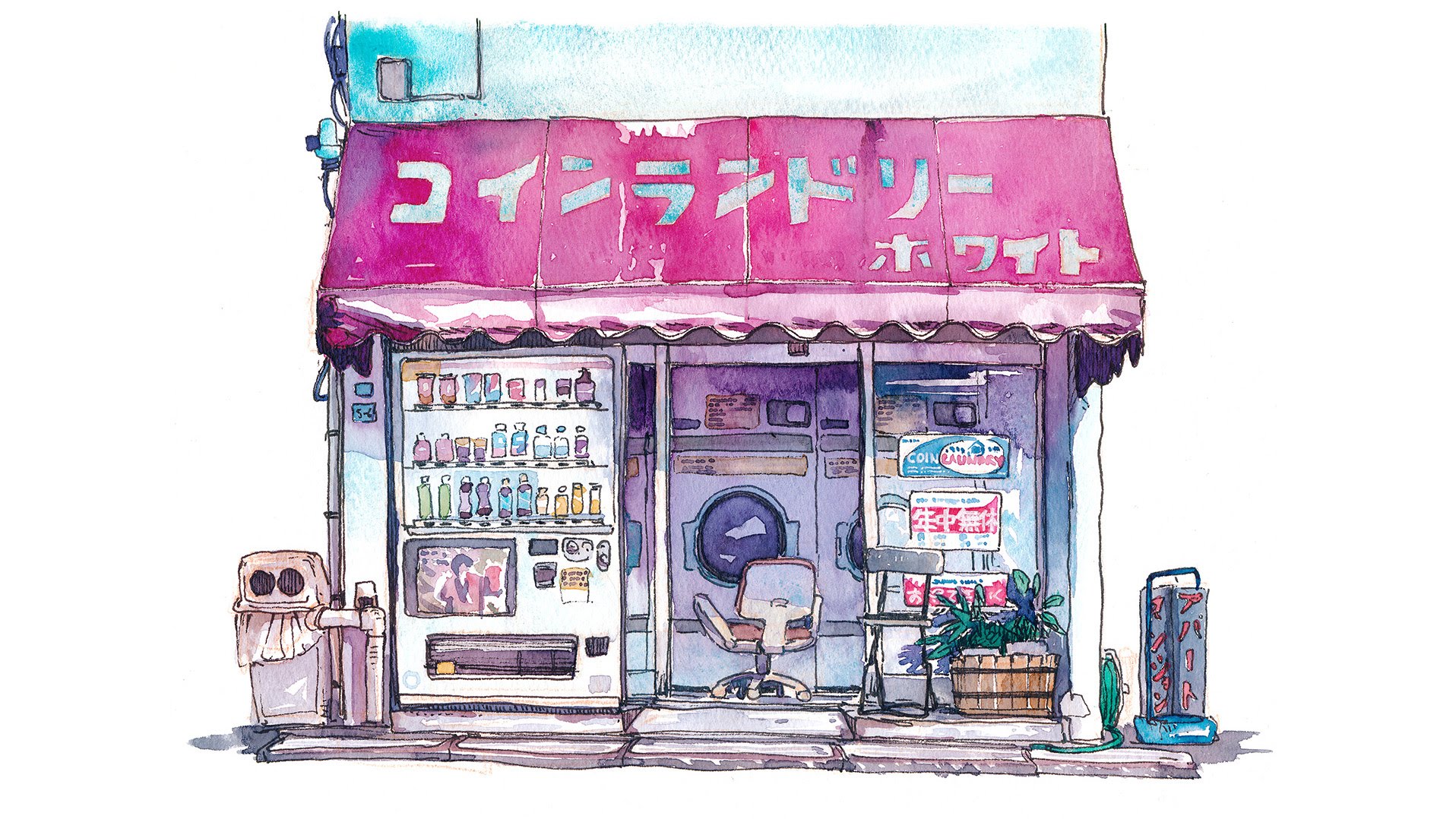 1916x1078 Painting A Coin Laundry Sketch