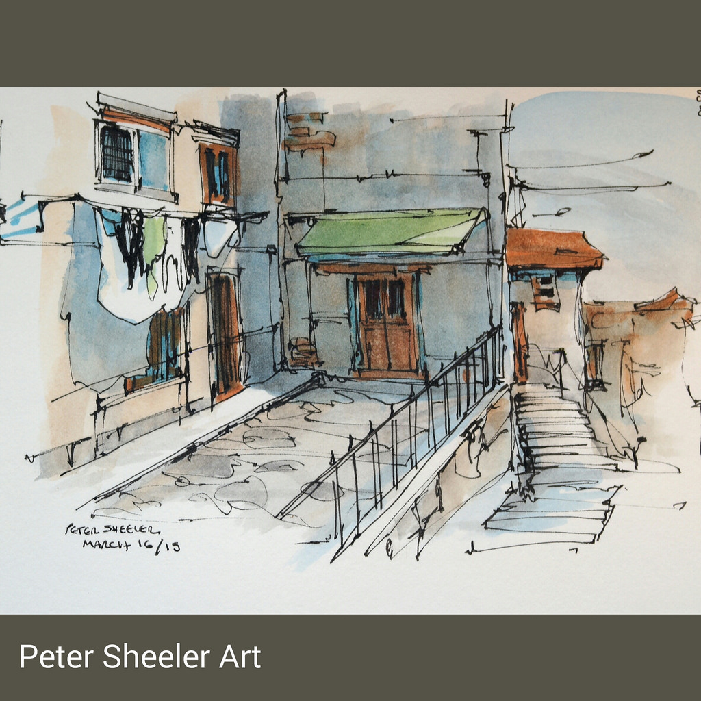 1024x1024 Urban Sketch. More Portuguese Laundry. Such An Amazing