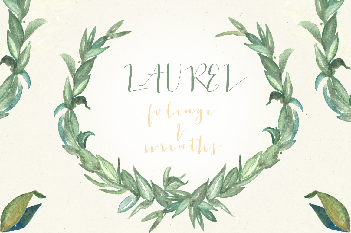 1160x772 Laurel Wreaths And Leavs. Watercolor. By Labfcreations