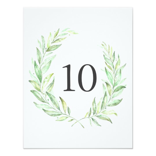 540x540 Watercolor Greenery Laurel Wreath Table Number