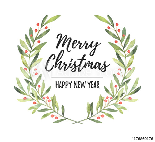 500x457 Watercolor Illustration. Christmas Laurel Wreath. Perfect For