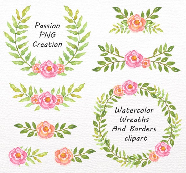 642x598 Watercolor Wreaths And Borders Clipart Laurel Wreath Laurel Etsy