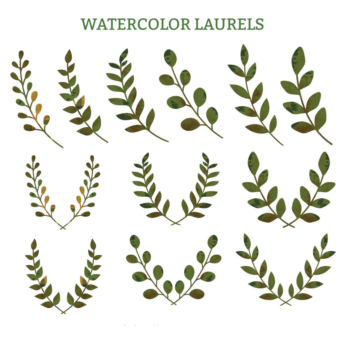1200x1200 Watercolor Laurels Green Decorative Vector Mock Ups, Lightroom
