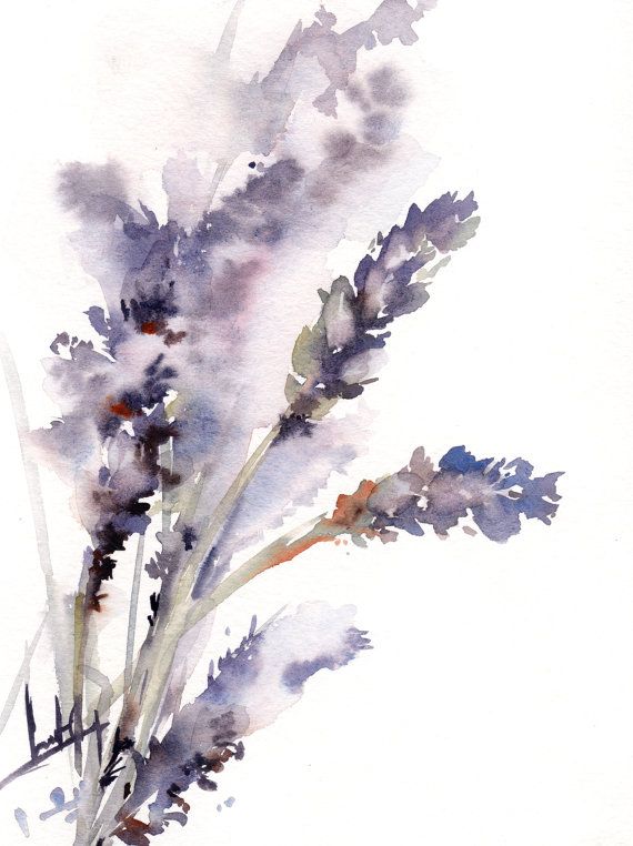 570x762 Lavender Painting, Original Watercolor Painting, Purple Floral