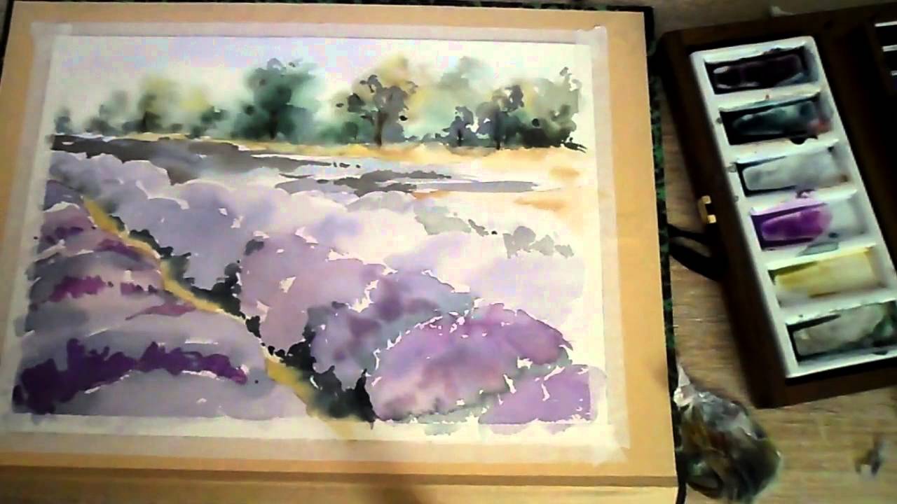1280x720 Watercolor Painting Lavender Field