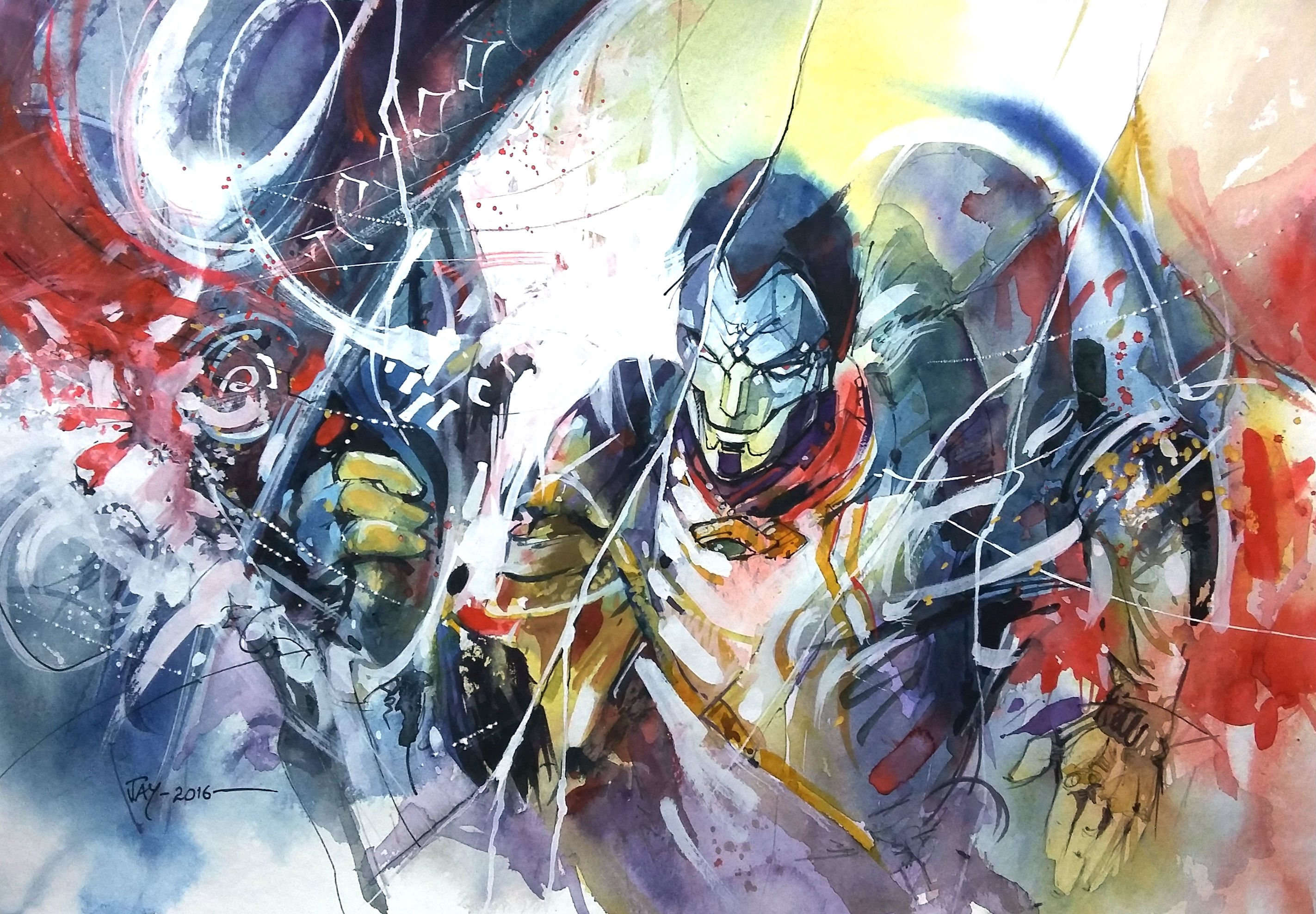 2845x1976 Jhin Splash Art In Watercolors Leagueoflegends