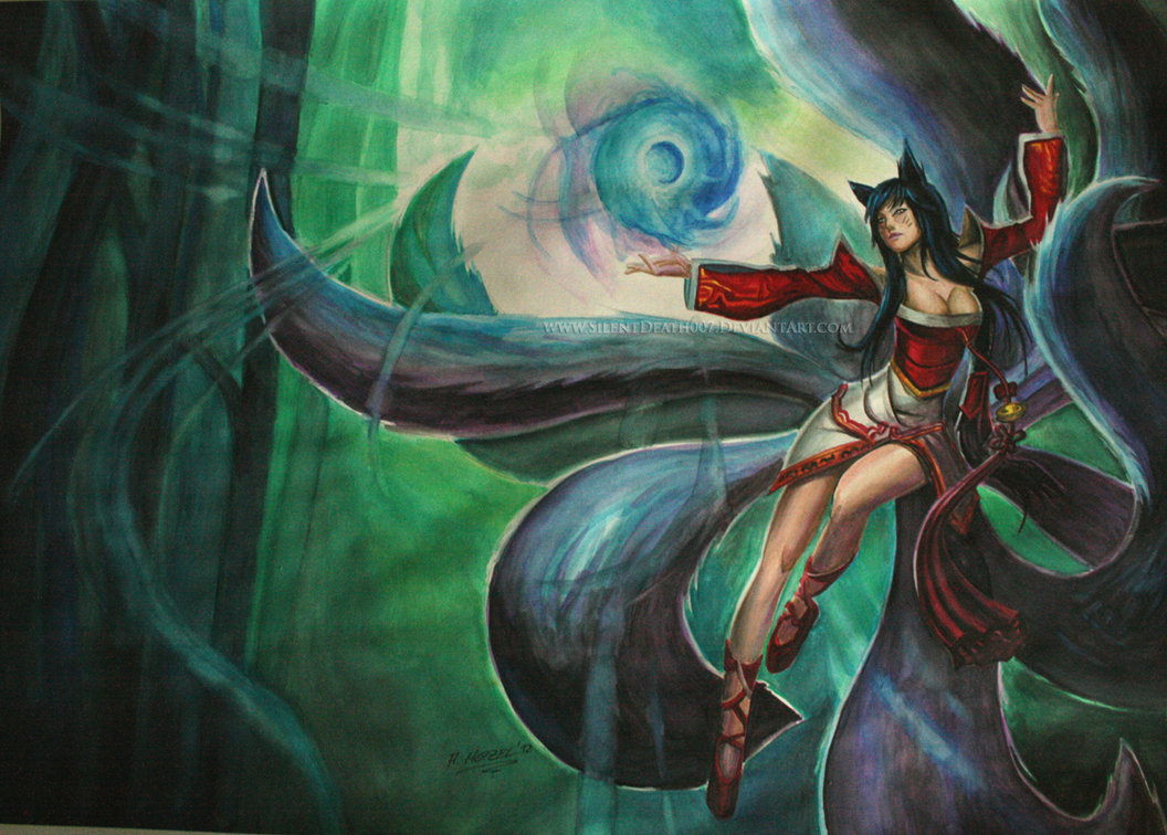 1056x756 League Of Legends Ahri In Watercolor By Angelstorm 82
