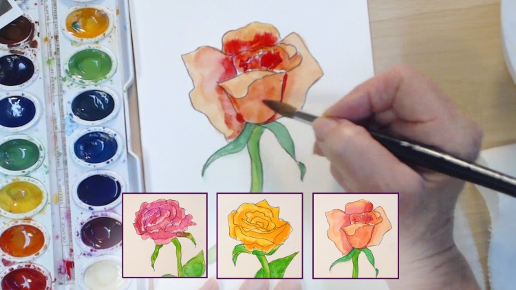 750x422 Learn Watercolor Painting Simple Roses Udemy